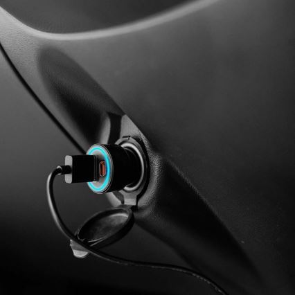 Billaddare Power Delivery 20W 12-24V/3A USB/C svart