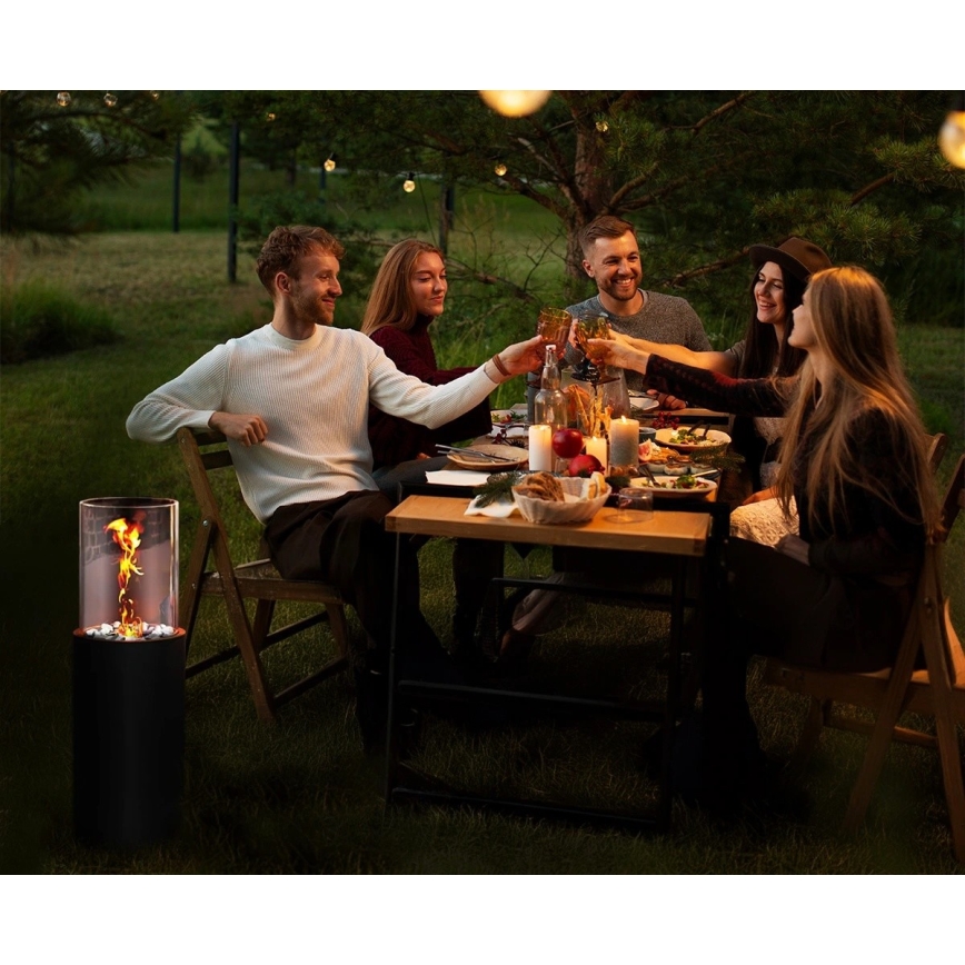 Bioetanolskamin ROMA 26,5 x 80,5 cm, 2 kW, svart + skyddshölje