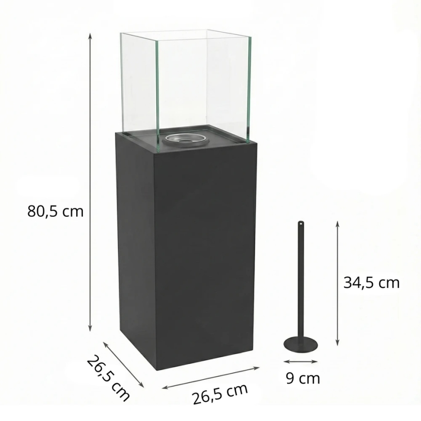 Biokamin ALICANTE 26,5x80,5 cm 2kW svart
