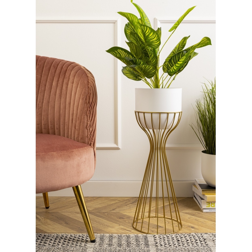 Blomkruka av metall LOFT 56x20 cm guld/vit
