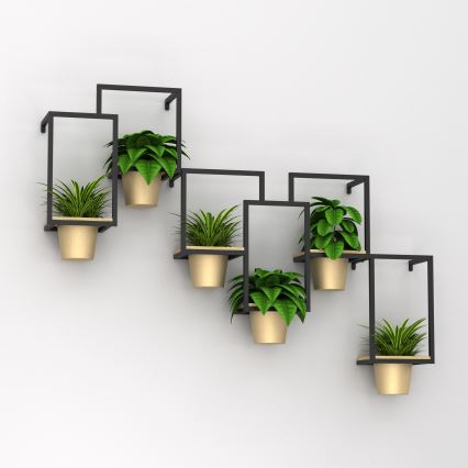 Blomkruka för vägg 46x53 cm gyllene