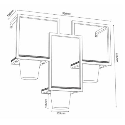 Blomkruka för vägg 46x53 cm gyllene
