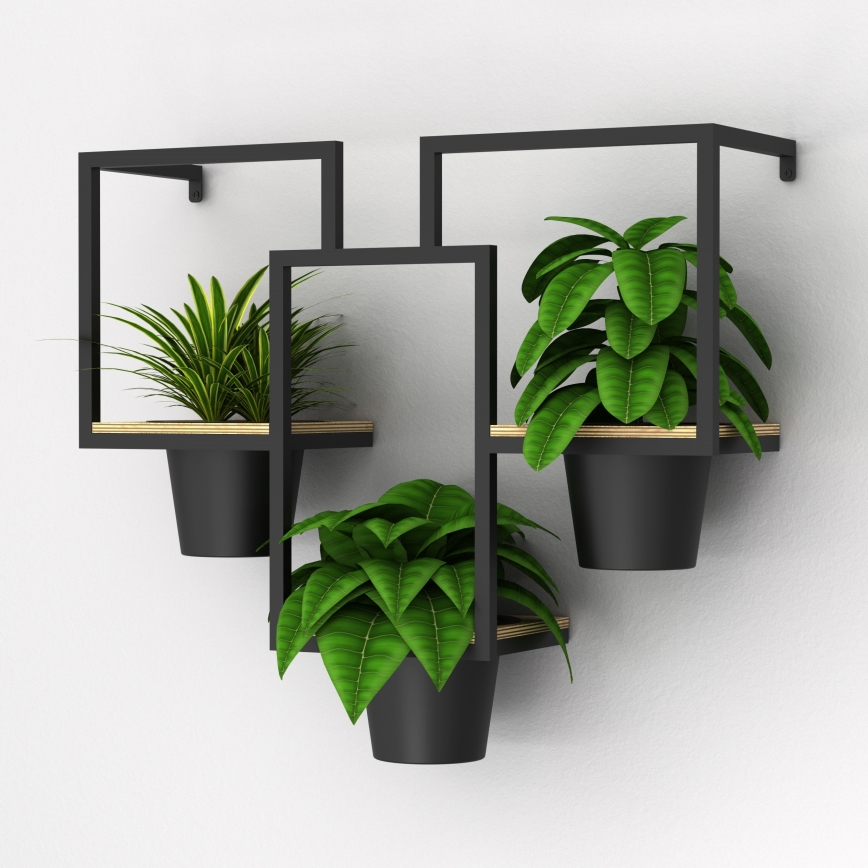 Blomkruka för vägg 46x53 cm svart