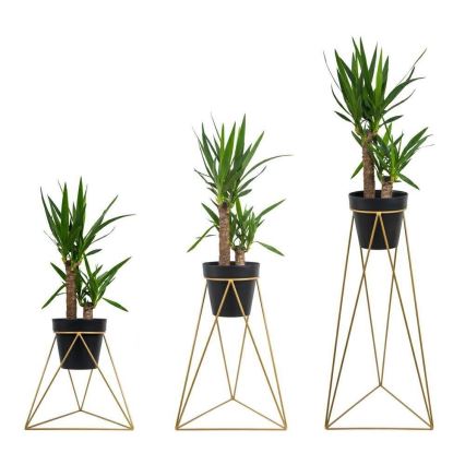 Blomkruka stativ TRIANGL 90x50 cm guld