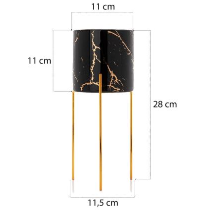 Blomställ NILA 28x11 cm svart/guld