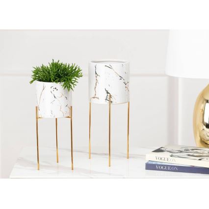 Blomställ NILA 32,5x13 cm vit/guld