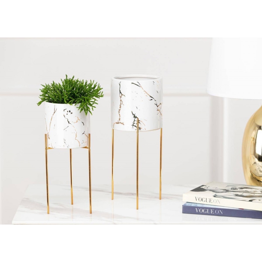 Blomställ NILA 32,5x13 cm vit/guld