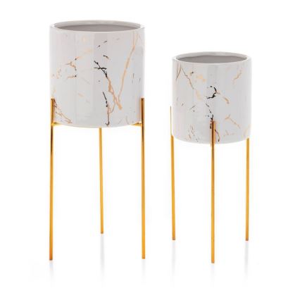 Blomställ NILA 32,5x13 cm vit/guld