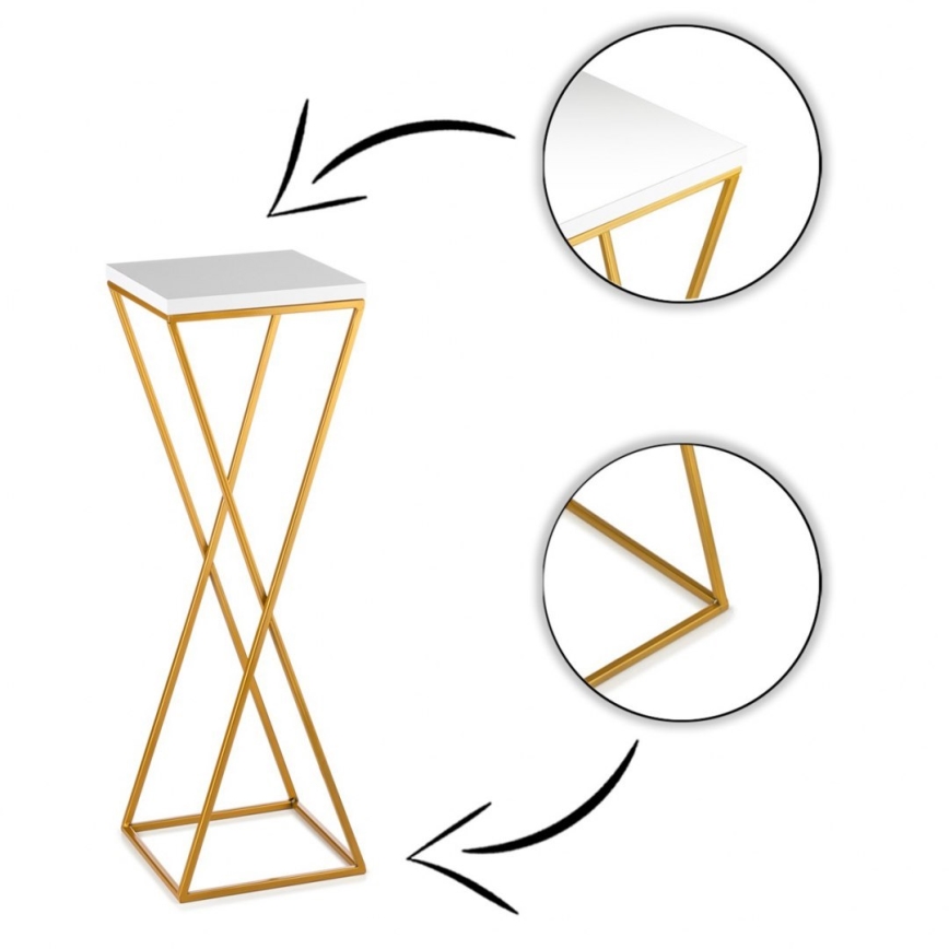 Blomsterställ LOFT 70x24 cm guld/vit