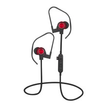 Bluetooth hörlurar med mikrofon och MicroSD-spelare svart/röd