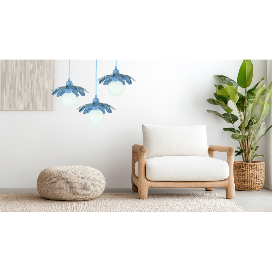 Bohemia-Design - Pendel med kabel 1xE27/60W/230V blå