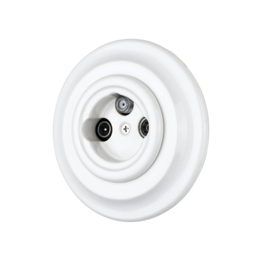 Bohemia-Design - Retro TV/SAT-uttag i porslin med ram, vit