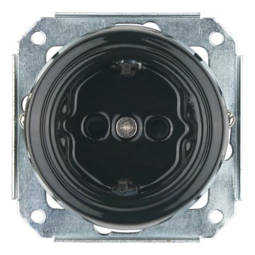 Bohemia-Design - Porslinsvägguttag i retrostil, ramfritt SCHUKO 250V/16A, svart