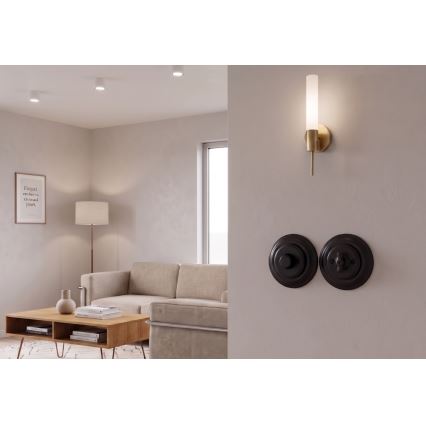 Bohemia-Design - Retro-dimmer i porslin, vridbar med ram 250V/10A, svart