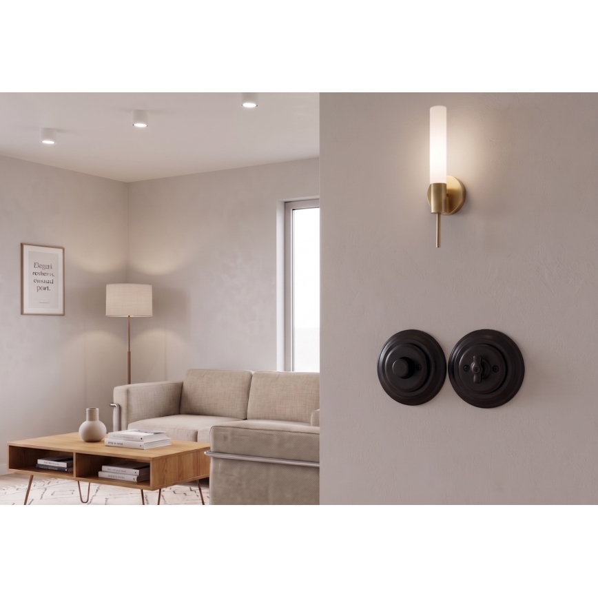 Bohemia-Design - Retro-dimmer i porslin, vridbar med ram 250V/10A, svart