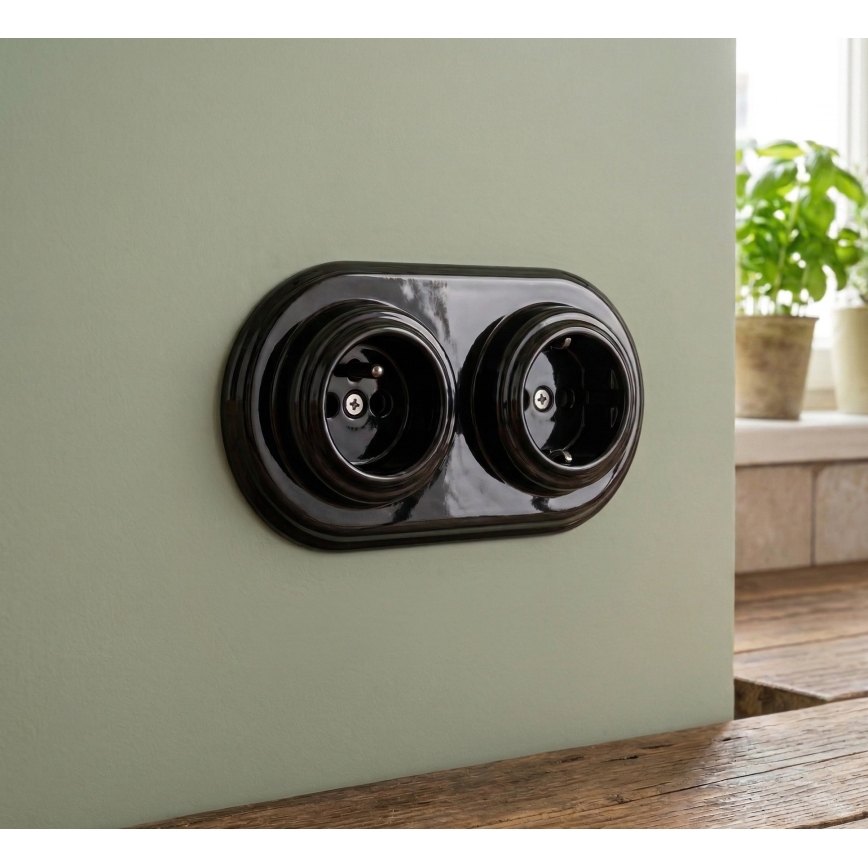 Bohemia-Design - Retro porslinsram, dubbel, svart