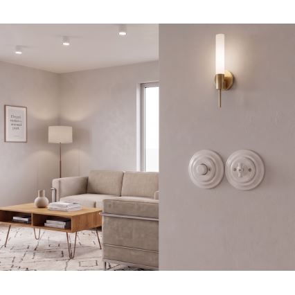 Bohemia-Design - Retro porslinsvriddimmer med ram 250V/10A, vit