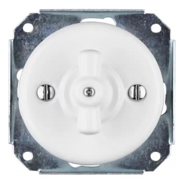 Bohemia-Design - Retro porslinsvridströmbrytare, ramlös, nr. 7, vit