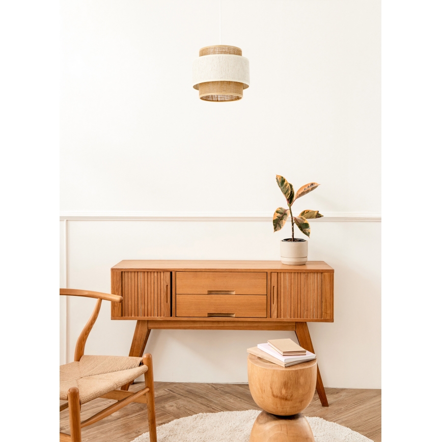 BOHO hänglampa med sladd 1xE27/60W/230V Ø 20 cm krämfärgad/jute