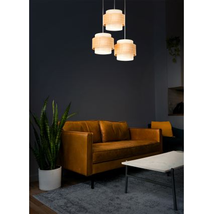 BOHO hänglampa med sladd 3xE27/60W/230V jute/krämfärgad