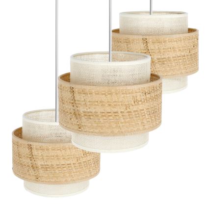 BOHO hänglampa med sladd 3xE27/60W/230V jute/krämfärgad