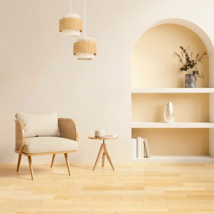 BOHO hänglampa på sladd 2xE27/60W/230V jute/krämvit