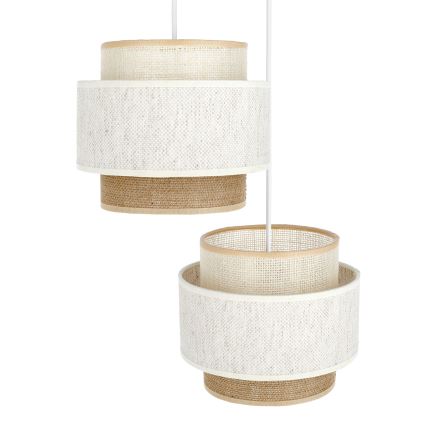 BOHO pendellampa på kabel 2xE27/60W/230V vit/jute