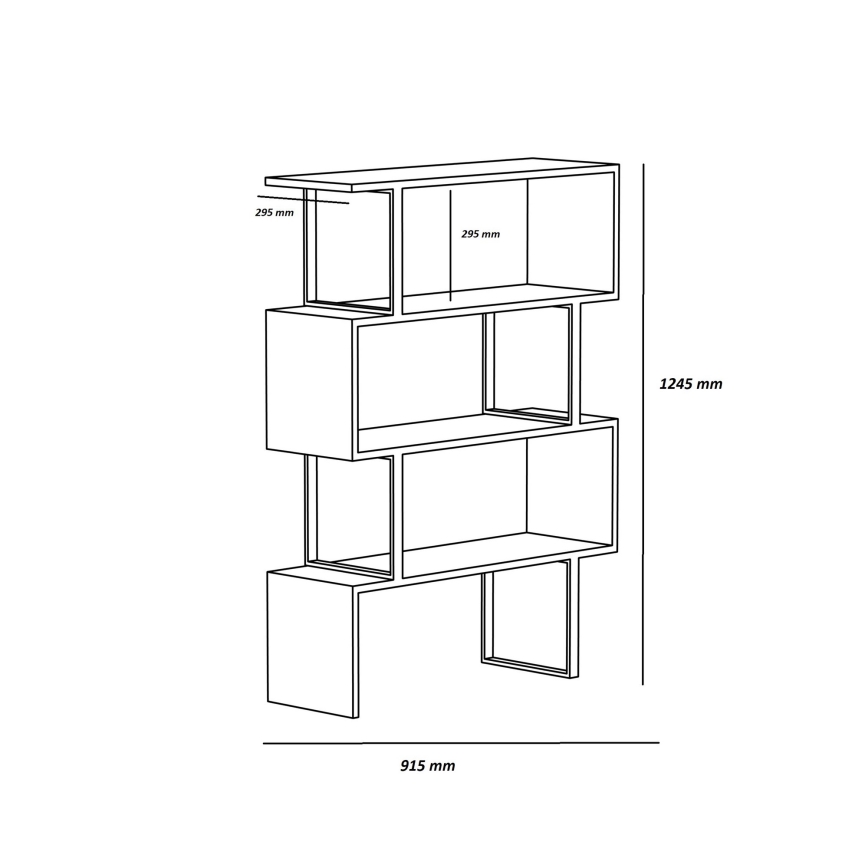Bokhylla ADRIANA 124x91,5 cm beige/svart