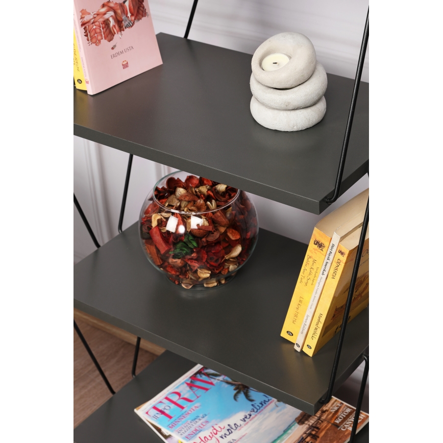 Bokhylla BALABAN 165x48 cm antracit/svart