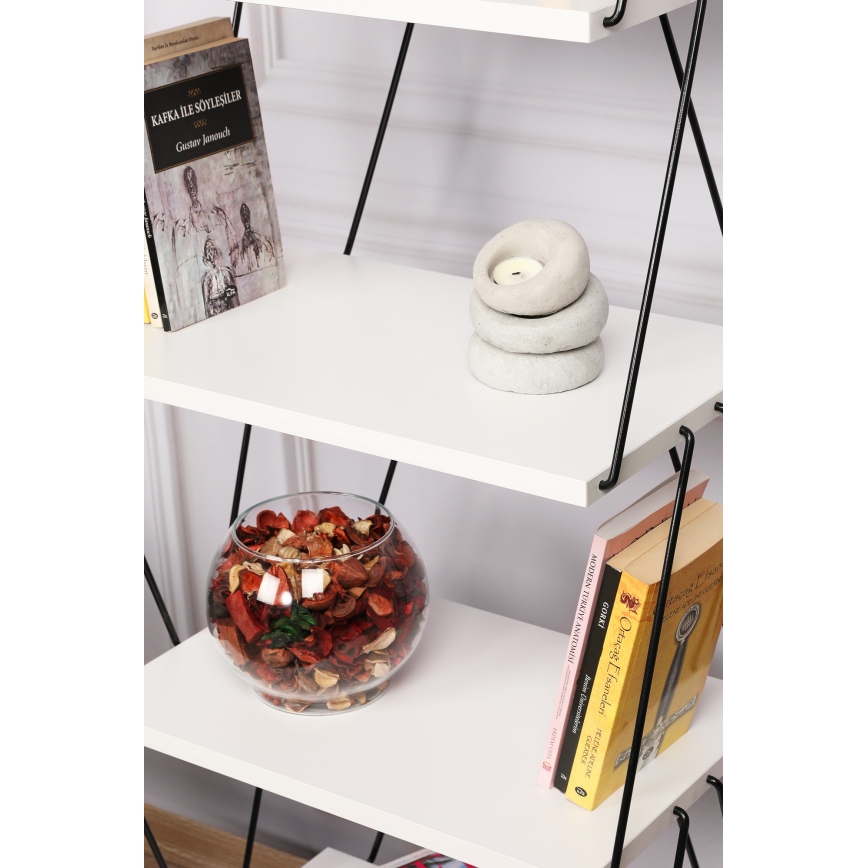 Bokhylla BALABAN 165x48 cm vit/svart