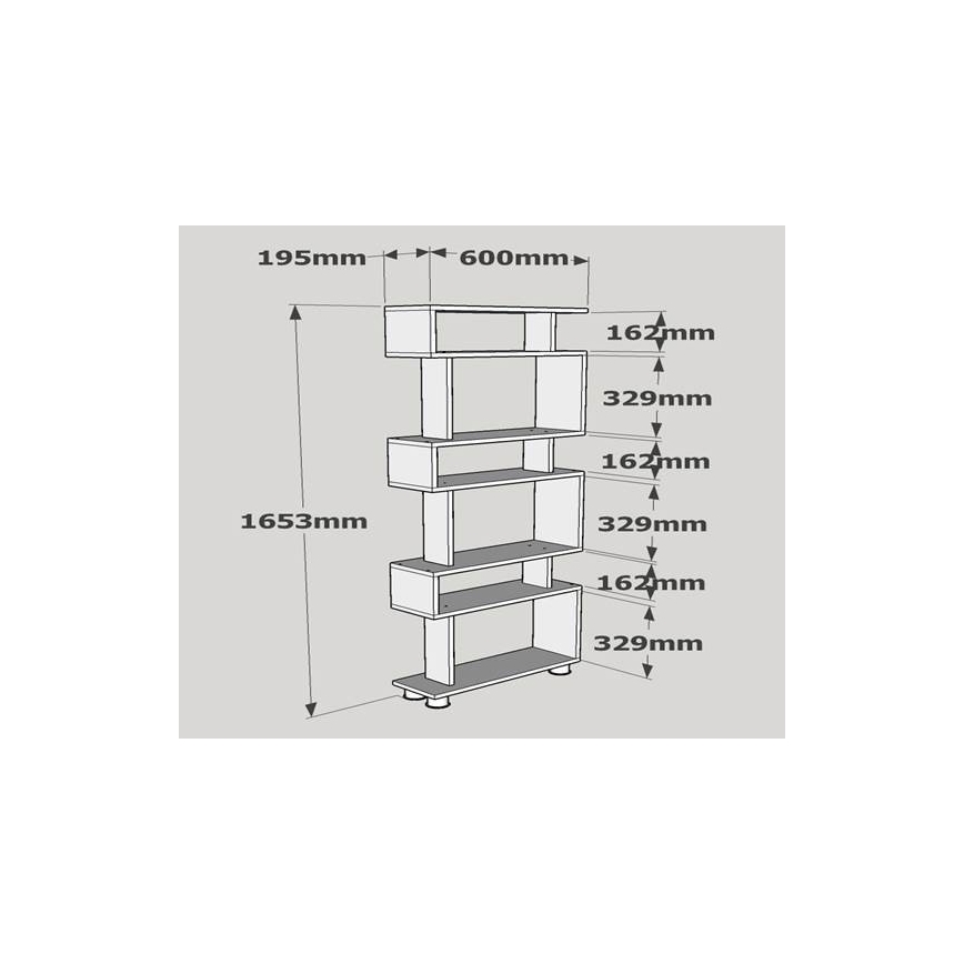 Bokhylla BLOK 165x60 cm vit/brun