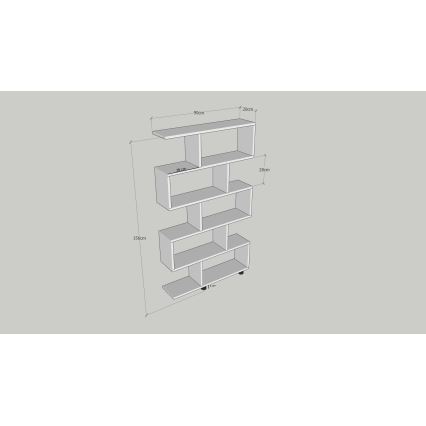 Bokhylla ELIF 156x90 cm vit