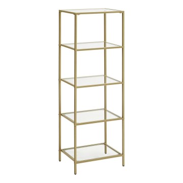 Bokhylla GLASY 40x125x30 cm, guldfärgad