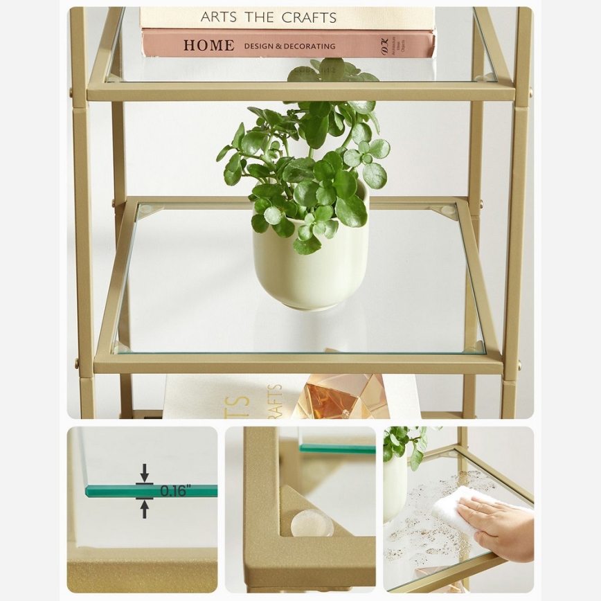 Bokhylla GLASY, guld