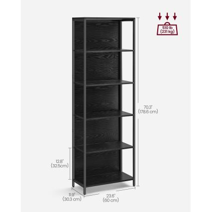 Bokhylla med inbyggd belysning NAVARO 60x179x30 cm svart