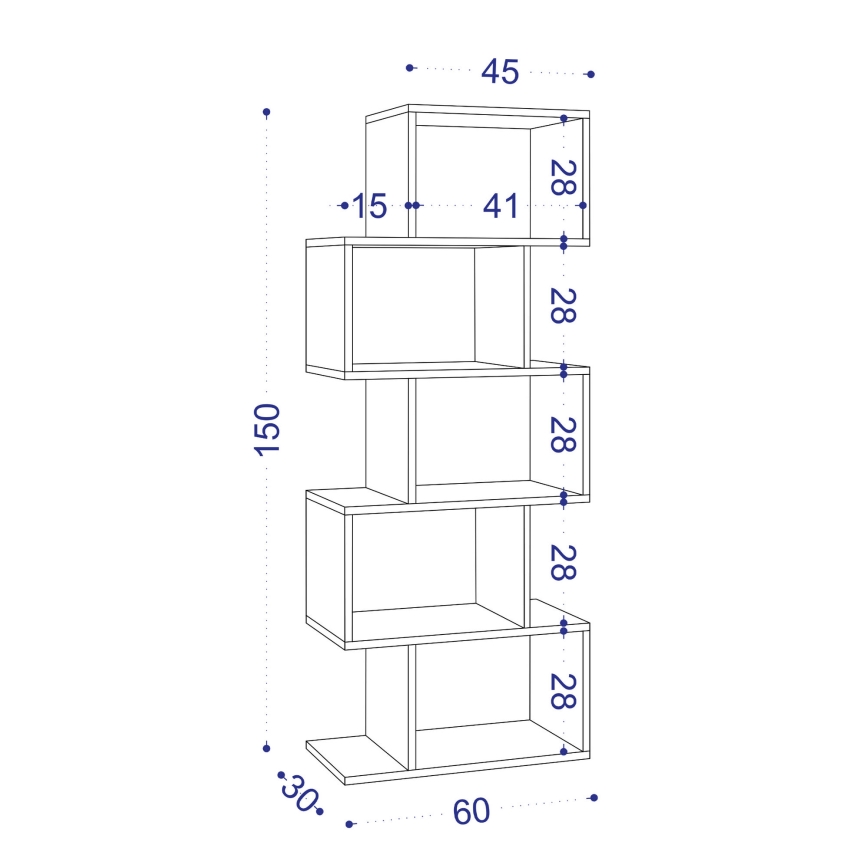 Bokhylla MERIC 15x60 cm vit
