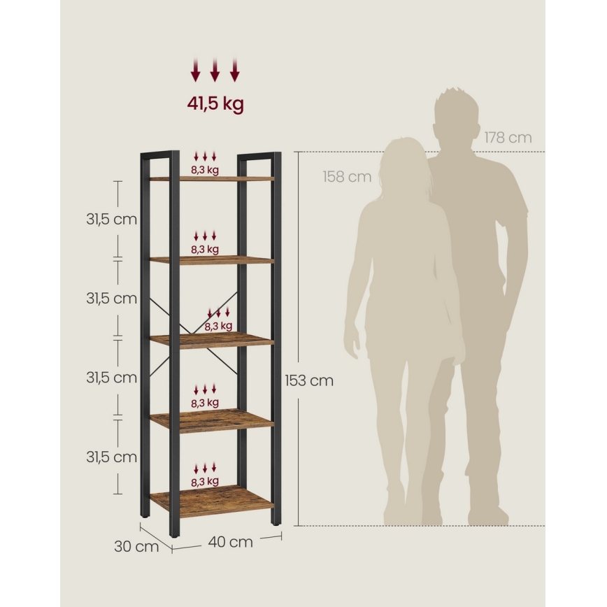 Bokhylla NAVARO brun/svart