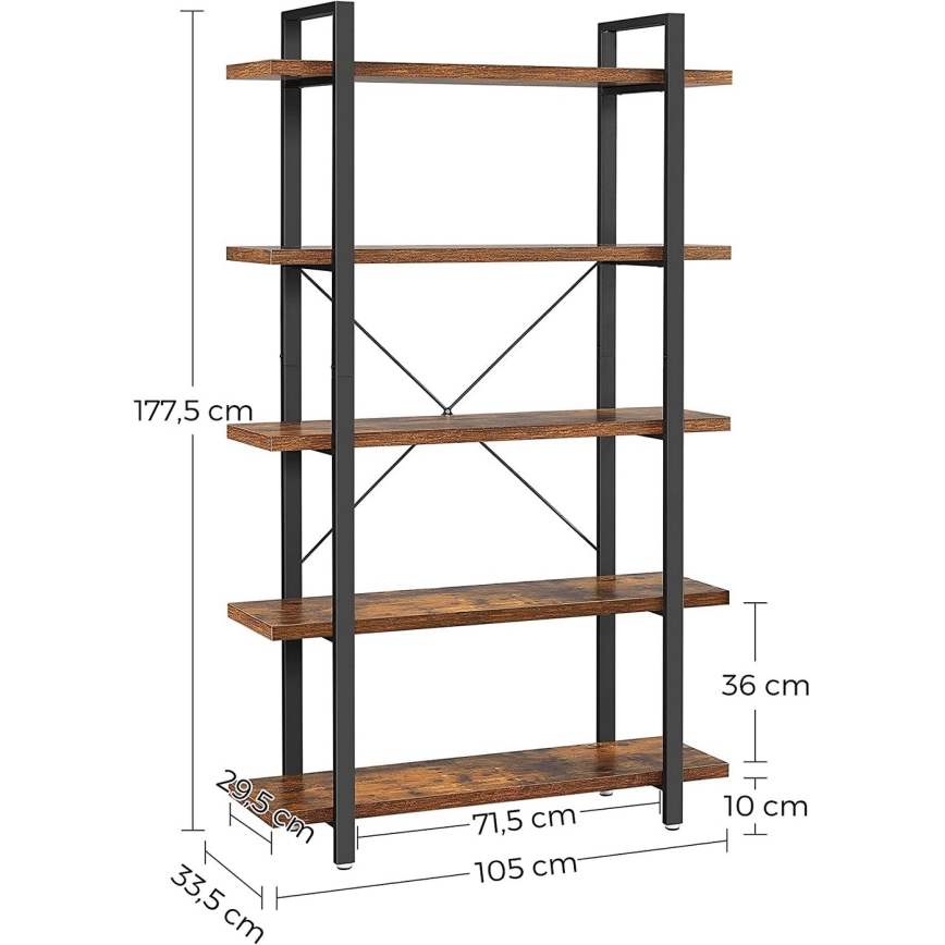 Bokhylla NAVARO brun/svart