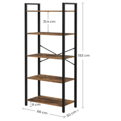 Bokhylla NAVARO brun/svart