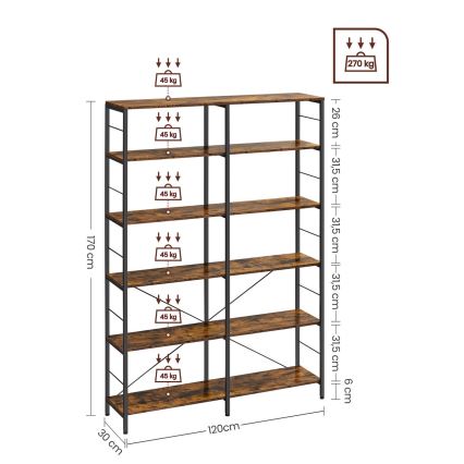 Bokhylla NAVARO brun/svart