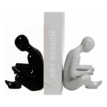 Bokstöd 17,5 x 13 x 14 cm svart/vit