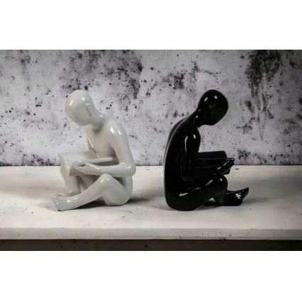 Bokstöd 17,5 x 13 x 14 cm svart/vit