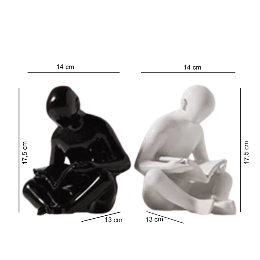 Bokstöd 17,5 x 13 x 14 cm svart/vit