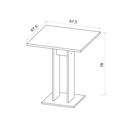 Bord STRAPO 68x68 cm ek sonoma