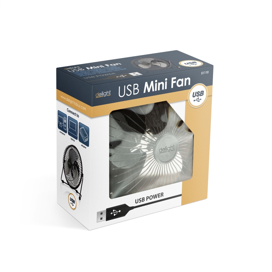 Bordsfläkt 1,75 W/5 V USB, Ø 18 cm, svart