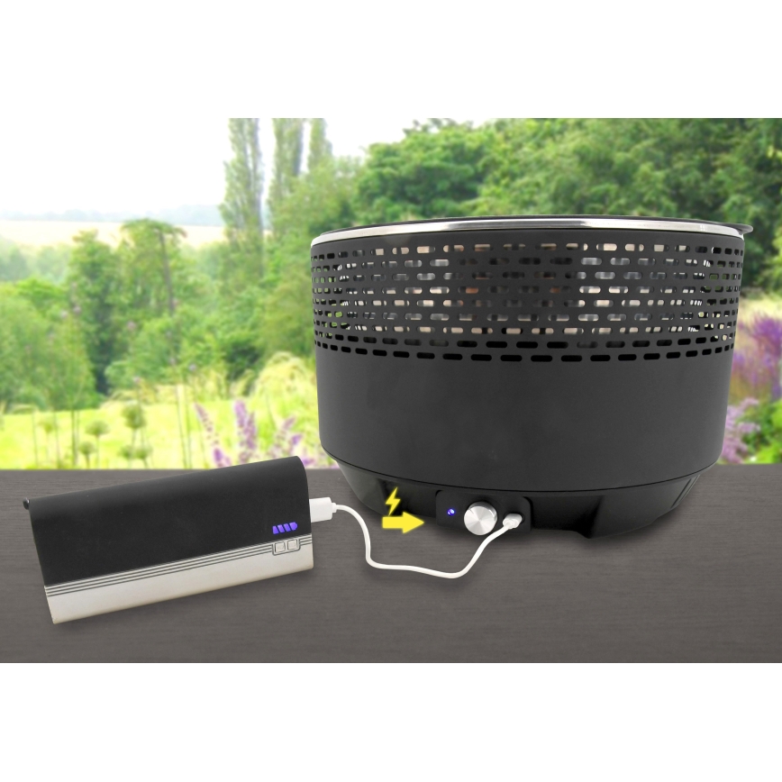 Bordsgrill för träkol 4xAA/USB svart
