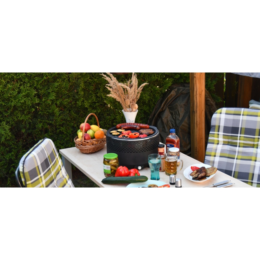 Bordsgrill för träkol 4xAA/USB svart