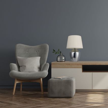 Bordslampa 1xE27/25W/230V skinande krom