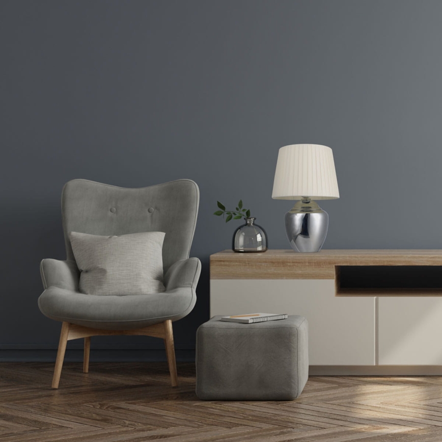 Bordslampa 1xE27/25W/230V skinande krom