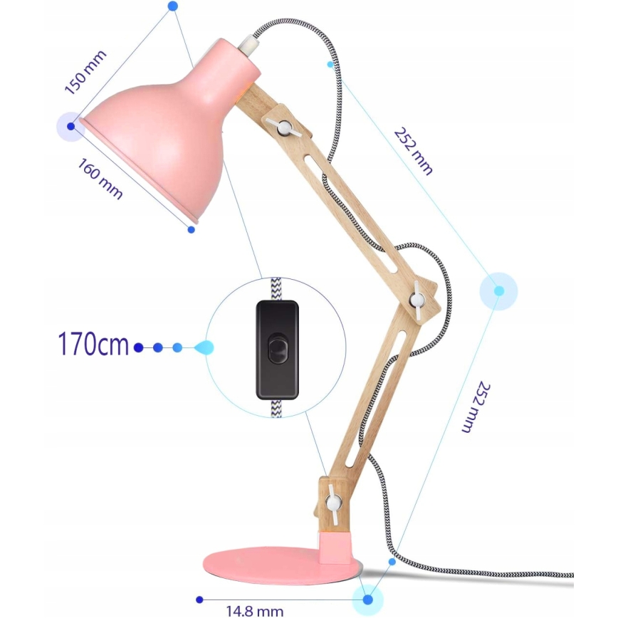 Bordslampa 1xE27/40W/230V rosa